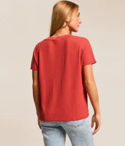 White Crow Elliott Waffle Knit Top Cardinal Discount