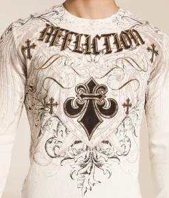Tops|Graphic T-Shirts | Affliction Elusive Phase Thermal Vintage White