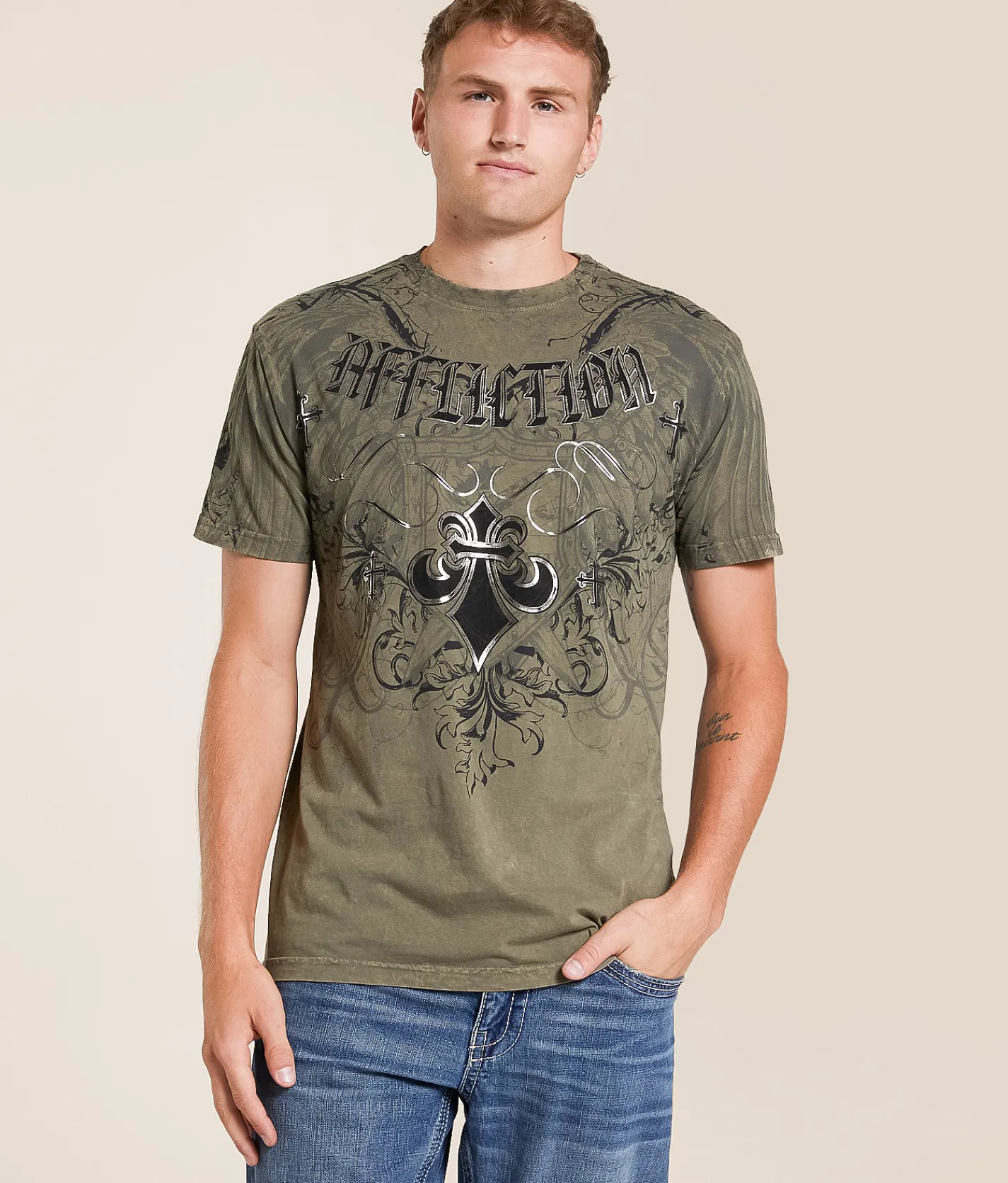 Affliction Elusive Phase T-Shirt Moonmist Lava Sale