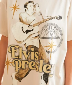 Tops | Goodie Two Sleeves Elvis Presley Oversized Band T-Shirt Oatmeal