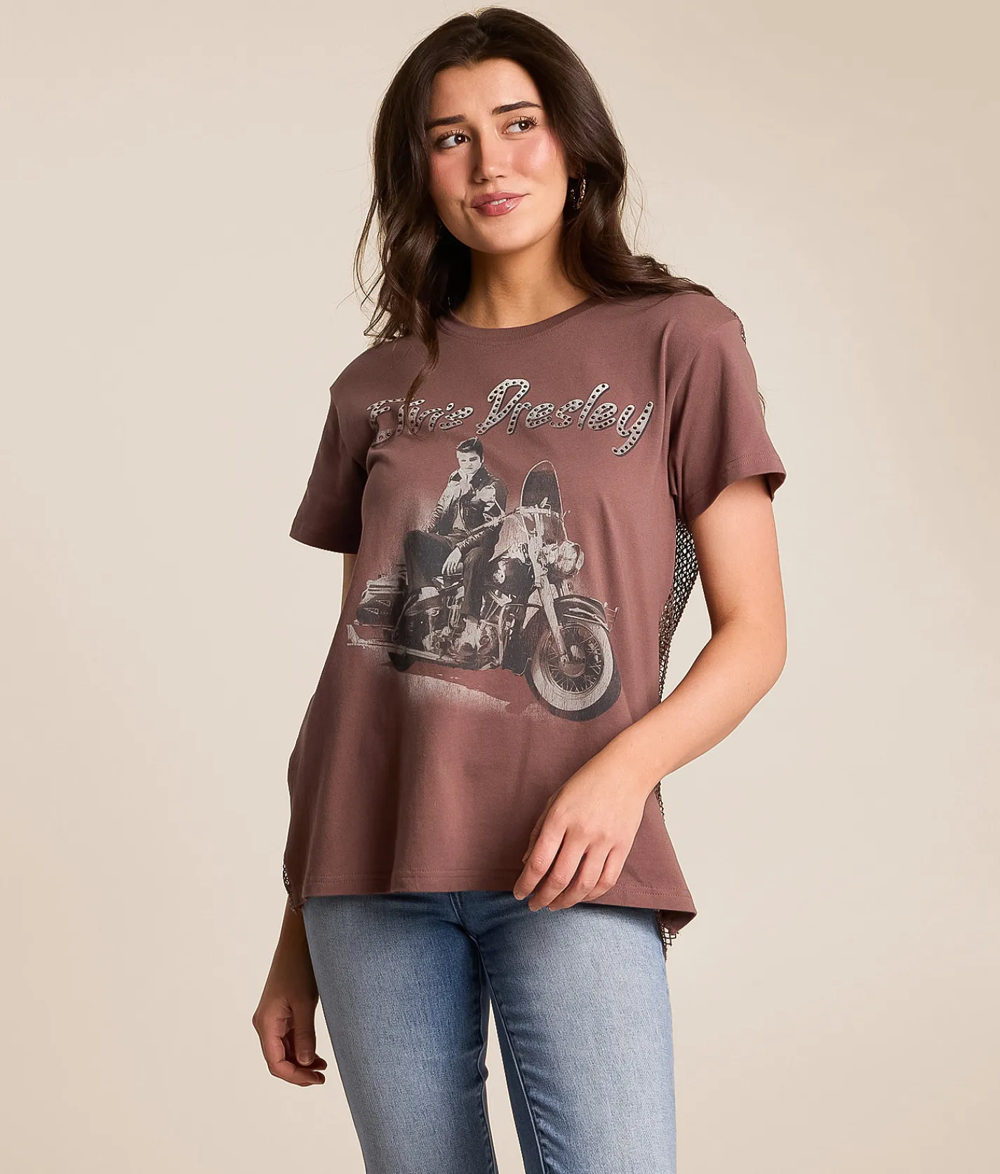 Tops | Goodie Two Sleeves Elvis Presley Oversized Band T-Shirt Peppercorn