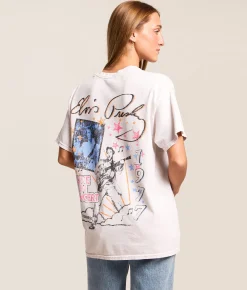 Merch Traffic Elvis Presley 1977 Oversized Band T-Shirt Cream Best
