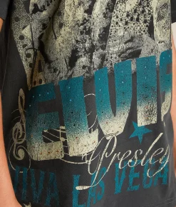 Goodie Two Sleeves Elvis Viva Las Vegas T-Shirt Washed Black Hot