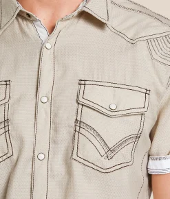 Buckle Black Embroidered Athletic Shirt Light Tan Best