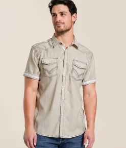 Buckle Black Embroidered Athletic Shirt Light Tan Best