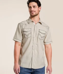 Buckle Black Embroidered Athletic Shirt Light Tan Best