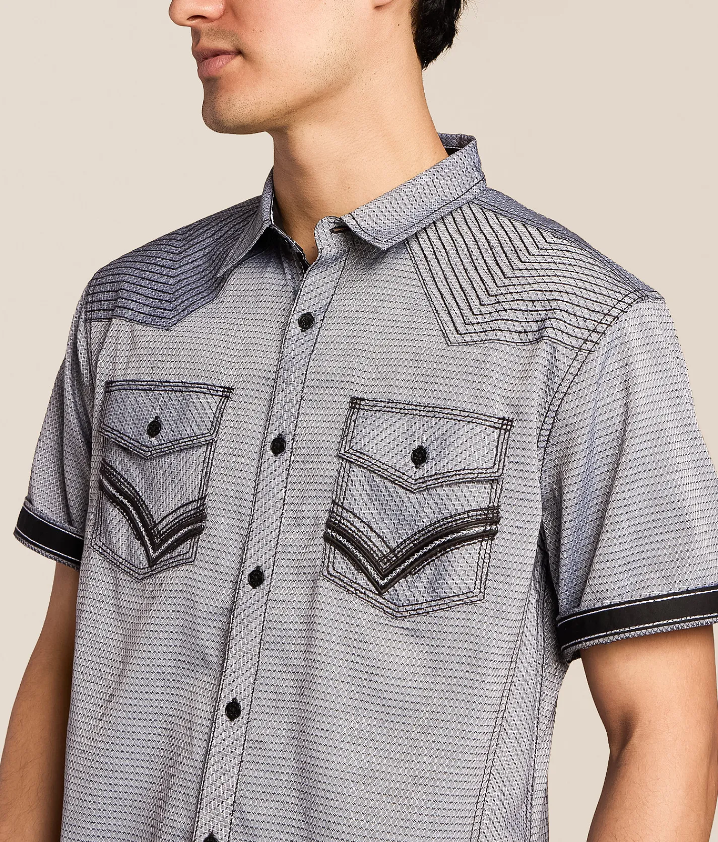 Buckle Black Embroidered Athletic Shirt White Black Clearance
