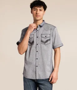 Buckle Black Embroidered Athletic Shirt White Black Clearance