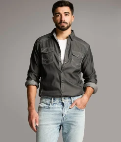 BKE Embroidered Athletic Stretch Shirt Black Outlet