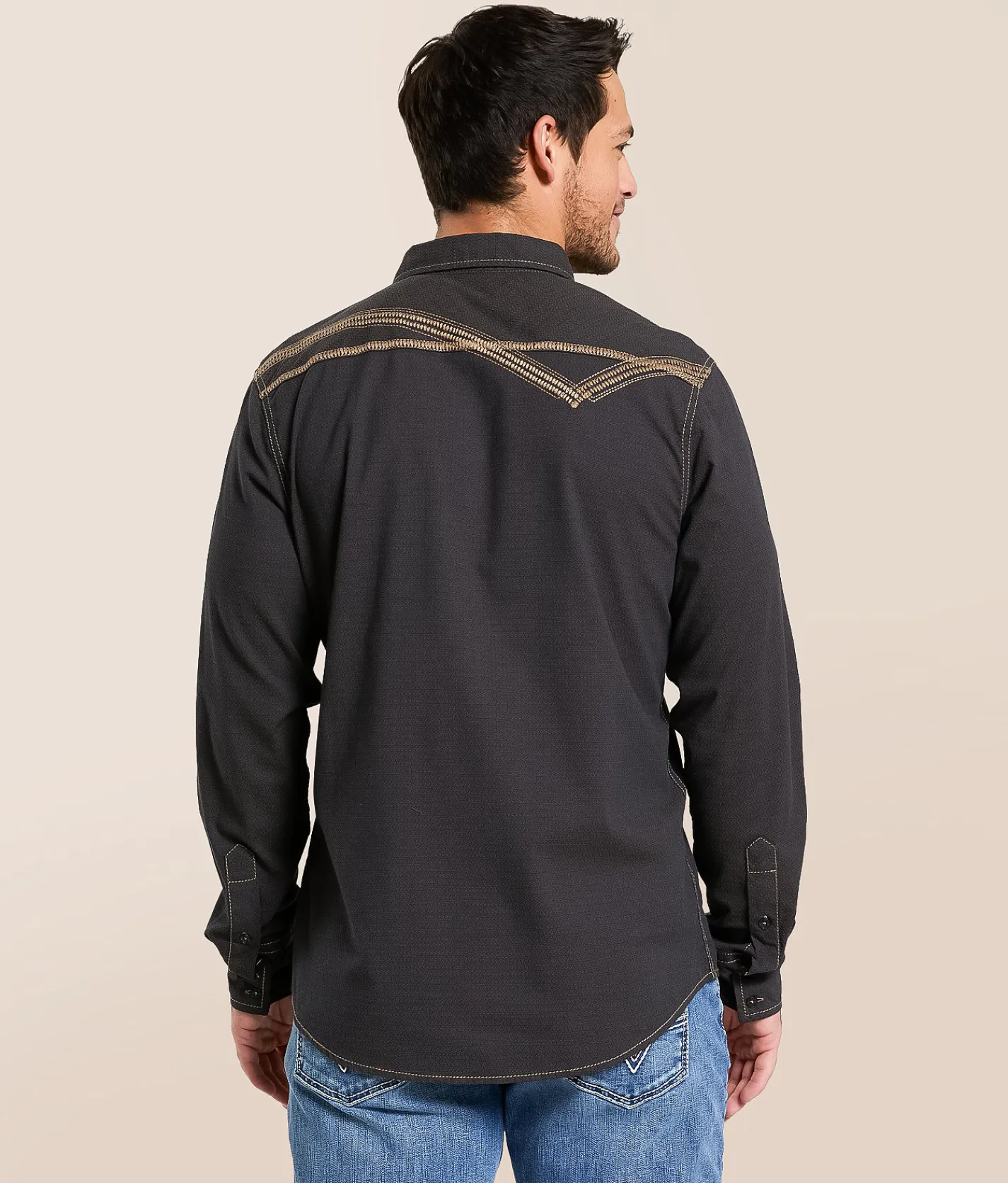 Tops | Buckle Black Embroidered Athletic Stretch Shirt Black Brown