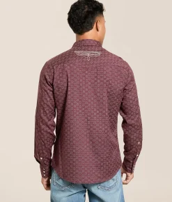 Tops | Gentry County Embroidered Athletic Stretch Shirt Burgundy