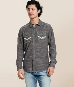 Tops | Buckle Black Embroidered Athletic Stretch Shirt Black White