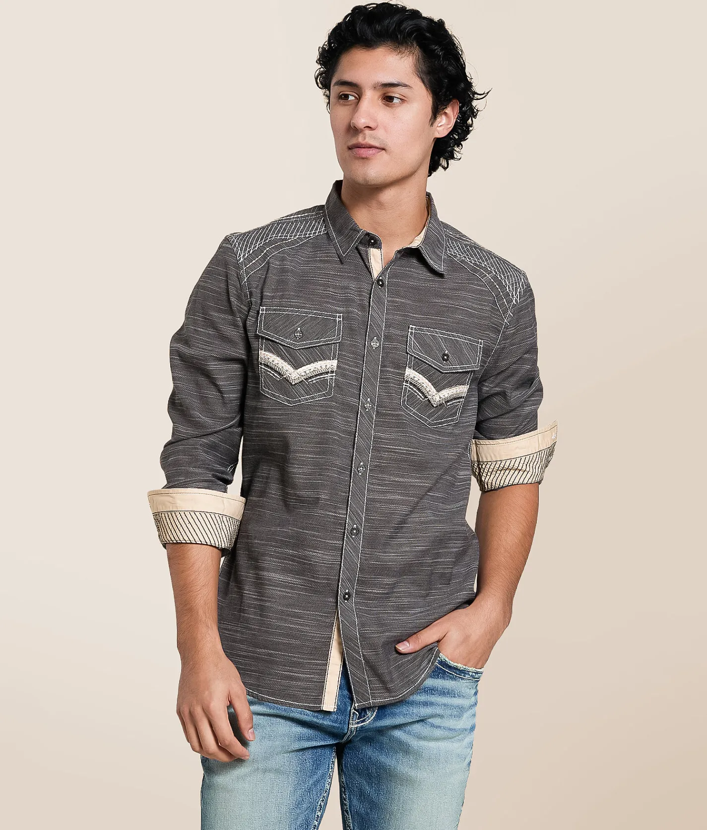 Tops | Buckle Black Embroidered Athletic Stretch Shirt Black White