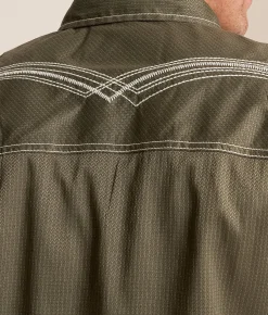 Buckle Black Embroidered Athletic Stretch Shirt Green Best