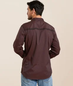 Tops | Buckle Black Embroidered Athletic Stretch Shirt Brown Black