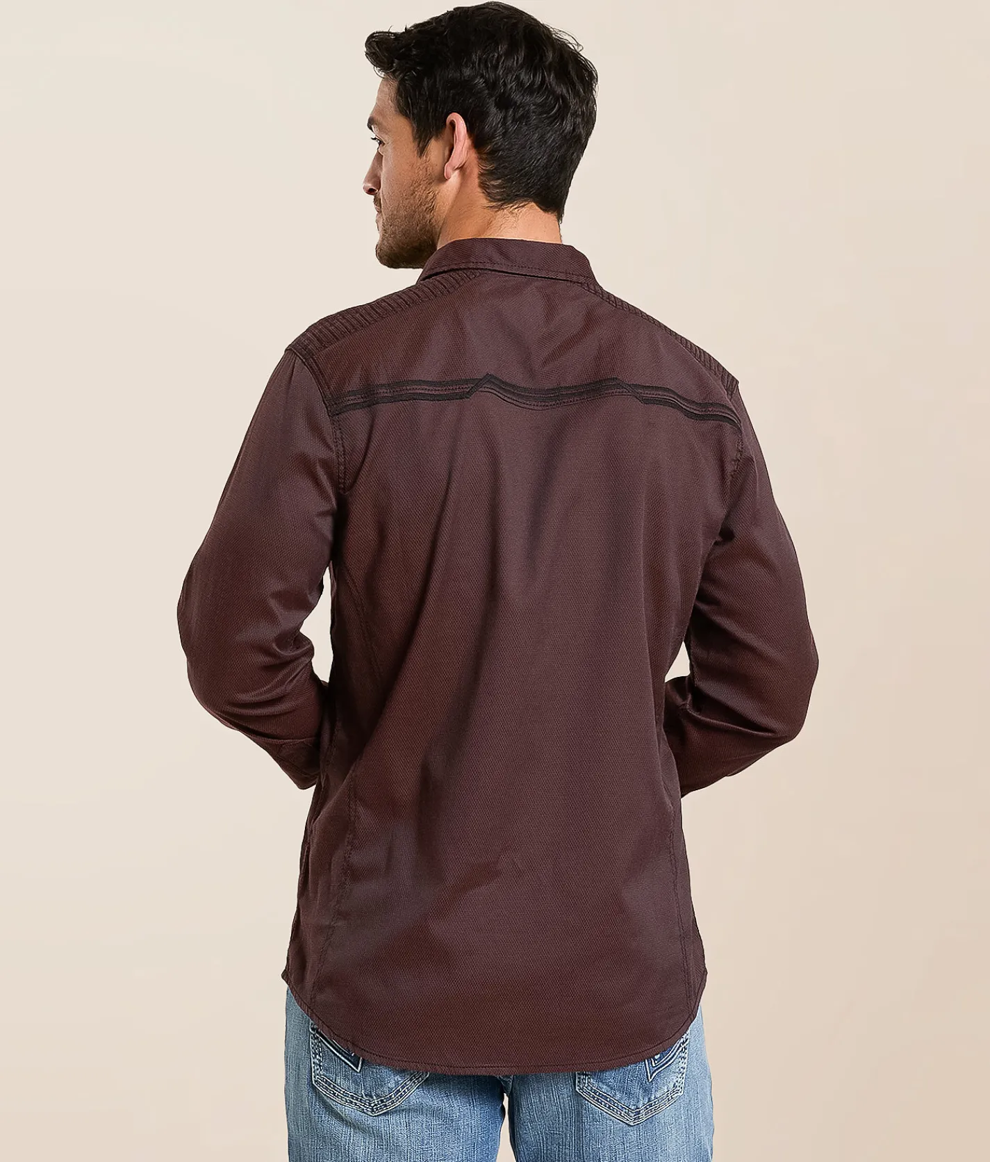 Tops | Buckle Black Embroidered Athletic Stretch Shirt Brown Black
