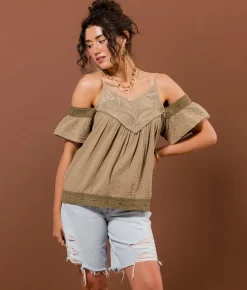 Gimmicks Embroidered Cold Shoulder Top Mermaid Best