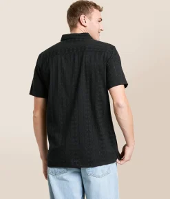 Tops | Nova Industries Embroidered Crochet Shirt Black