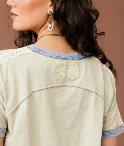 Gimmicks Embroidered Crochet T-Shirt Green Bay Sale