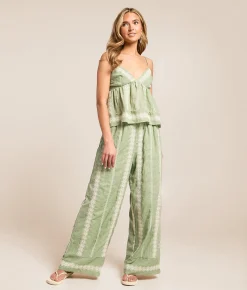 Willow & Root Embroidered Eyelet Peplum Tank Top Seagrass Discount