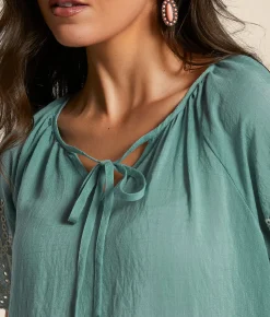 Tops | Daytrip Embroidered Eyelet Top Dusty Aqua