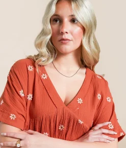 Dresses | New In Embroidered Floral Babydoll Dress Tangerine