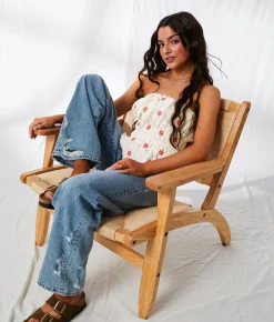 Tops | 33 Coastal Embroidered Floral Peplum Tube Top Ivory Red