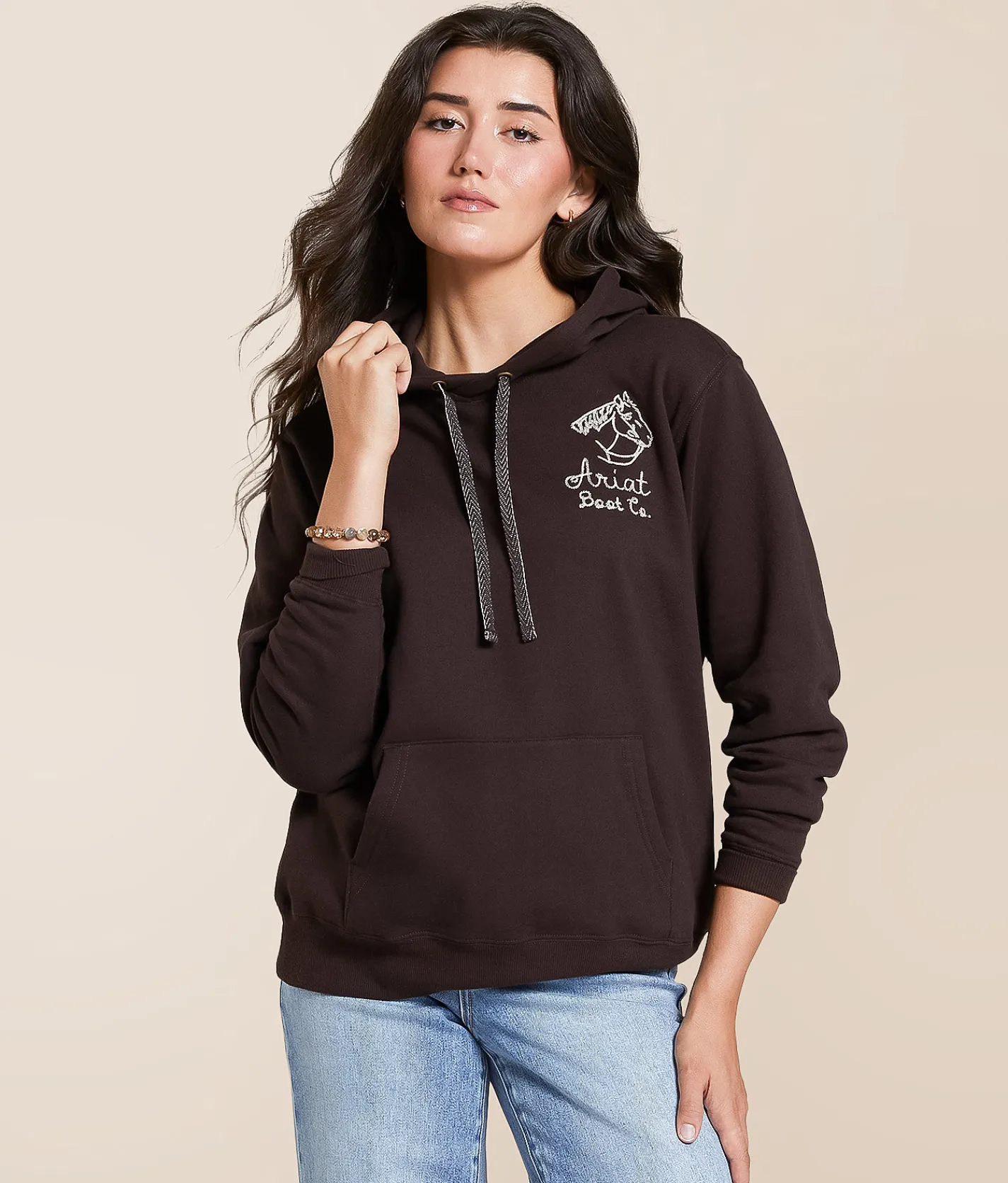 Tops | Ariat Embroidered Horse Hooded Sweatshirt Mole