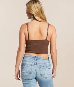 BKE core Embroidered Lace Full Coverage Bralette Brown Silver Discount