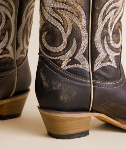 Circle G by Corral Embroidered Leather Western Boot Distressed Brown New