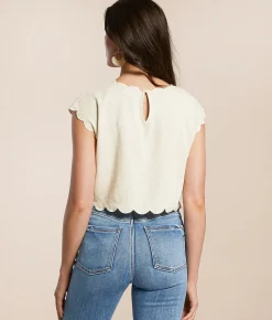 Blu Pepper Embroidered Linen Tank Top Natural Discount