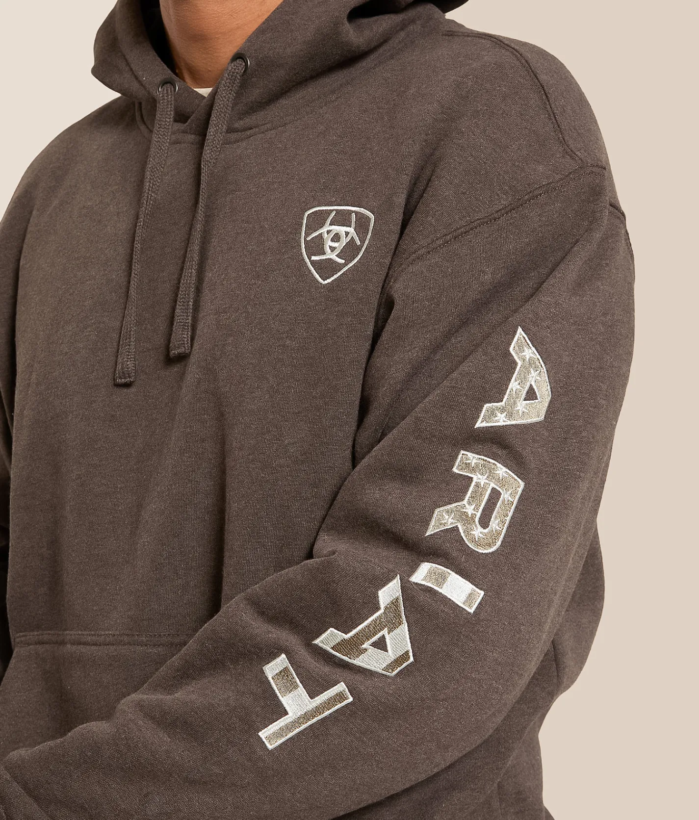 Ariat Embroidered Logo Hooded Sweatshirt Brown Heather Clearance