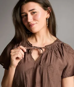 Tops | BKE Embroidered Paisley Top Peppercorn