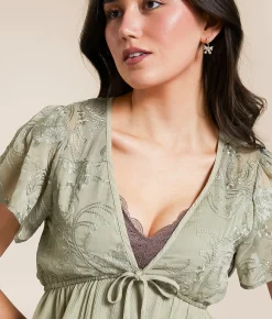 Daytrip Embroidered Peplum Top Seagrass Hot
