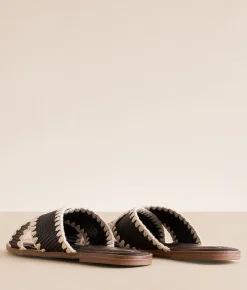 Muse & Co. Embroidered Raffia Sandal Black Hot