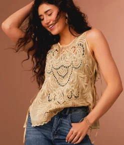 Tops | Gimmicks Embroidered Side Tie Tank Top Birch