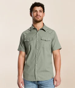 Tops | Gentry County Embroidered Standard Shirt Green