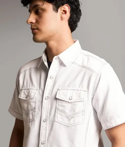 Tops | BKE Embroidered Standard Shirt White