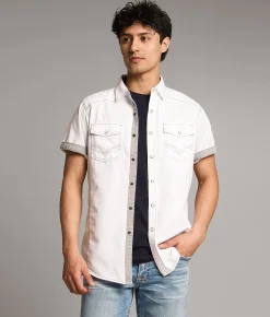 Tops | BKE Embroidered Standard Shirt White