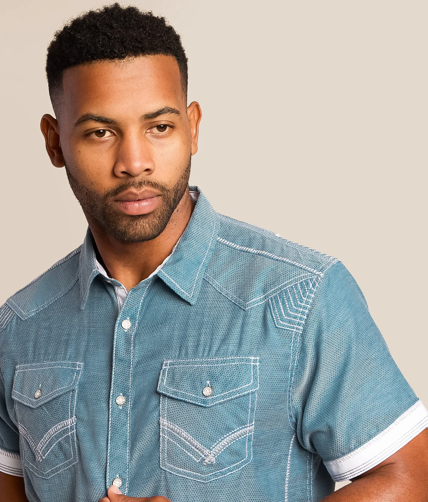 Tops | Buckle Black Embroidered Standard Stretch Shirt Teal