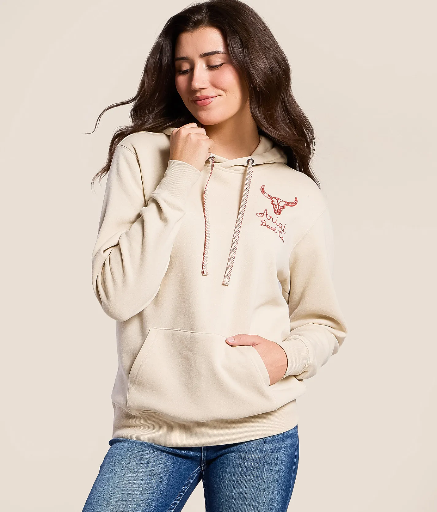 Ariat Embroidered Stitch Hooded Sweatshirt Oyster Grey Online