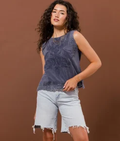 Tops | Gimmicks Embroidered Tank Top Washed Blue