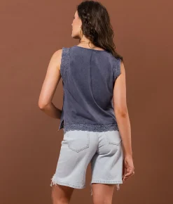 Tops | Gimmicks Embroidered Tank Top Washed Blue