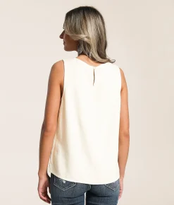 Daytrip Embroidered Tank Top Cream Best