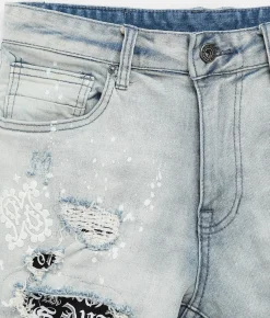 Smoke Rise® Embroidered Taper Stretch Jean Hazy Blue Best