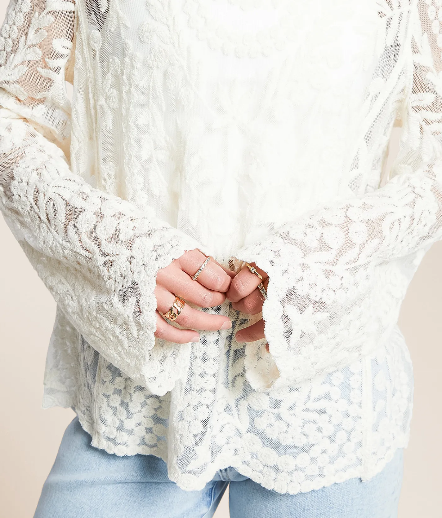 Tops | Daytrip Embroidered Top Cream