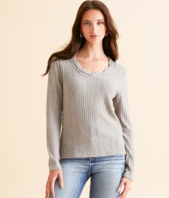 Tops | Miss Me Embroidered Top Grey