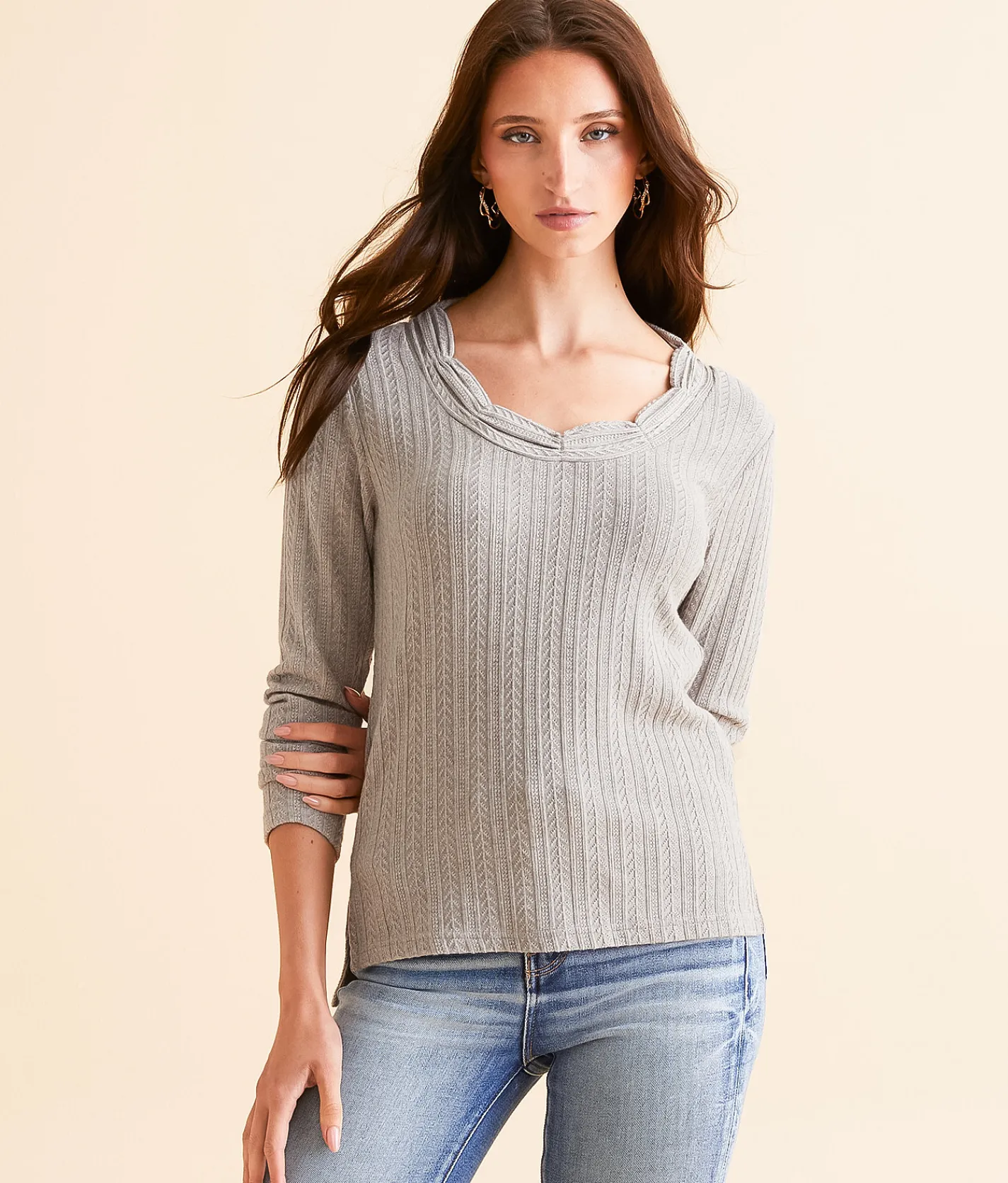 Tops | Miss Me Embroidered Top Grey