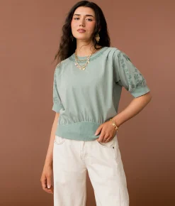 Tops | Gimmicks Embroidered Top Washed Green