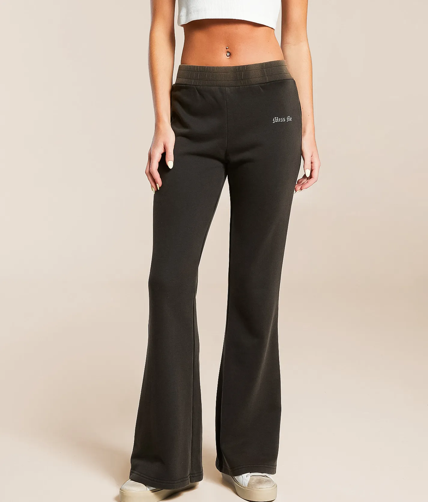 Bottoms | Miss Me Embroidered Track Suit Sweatpant Black